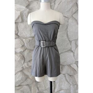 Early 2000s Laila Azhar Strapless Sweetheart Neck Romper with Corset ties